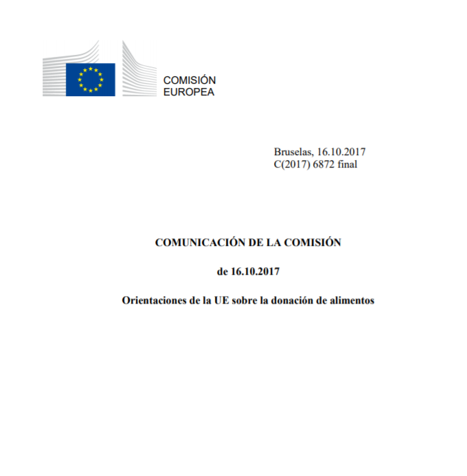 COMUNICACIÓN DE LA COMISIÓN de 16.10.2017 Orientaciones de la UE sobre la donación de alimentos