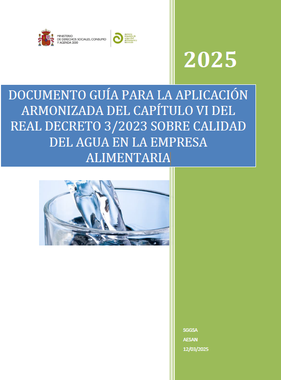 Guía para la aplicación armonizada del capítulo VI del real decreto 3/2023 sobre calidad del agua en la empresa alimentaria