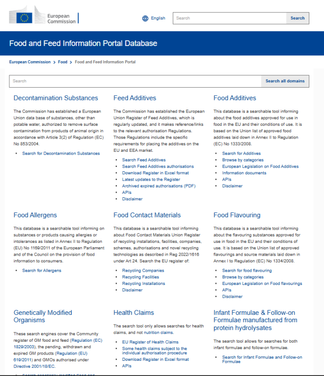 Food and Feed Information Portal Database