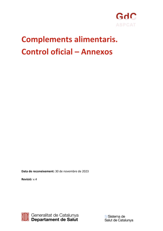 Complements alimentaris. Control oficial