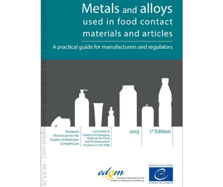 Metals and alloys used in food contact materials and articles