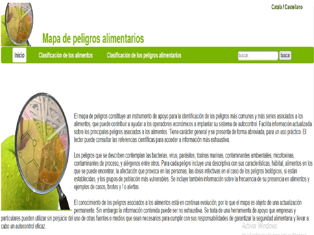 Peligros alimentarios. Mapa de peligros alimentarios.