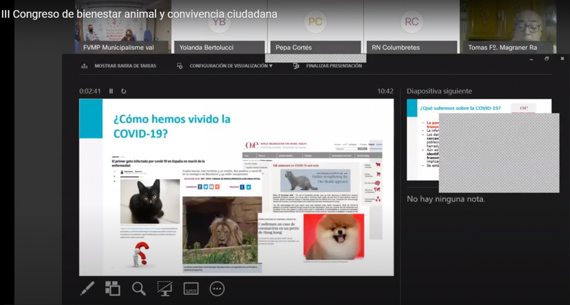 El CVCV informa sobre la convivencia con animales en época de la Covid-19